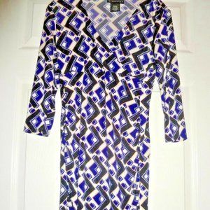 ATTENTION Empire Waist Stretch Dress Geometric SM